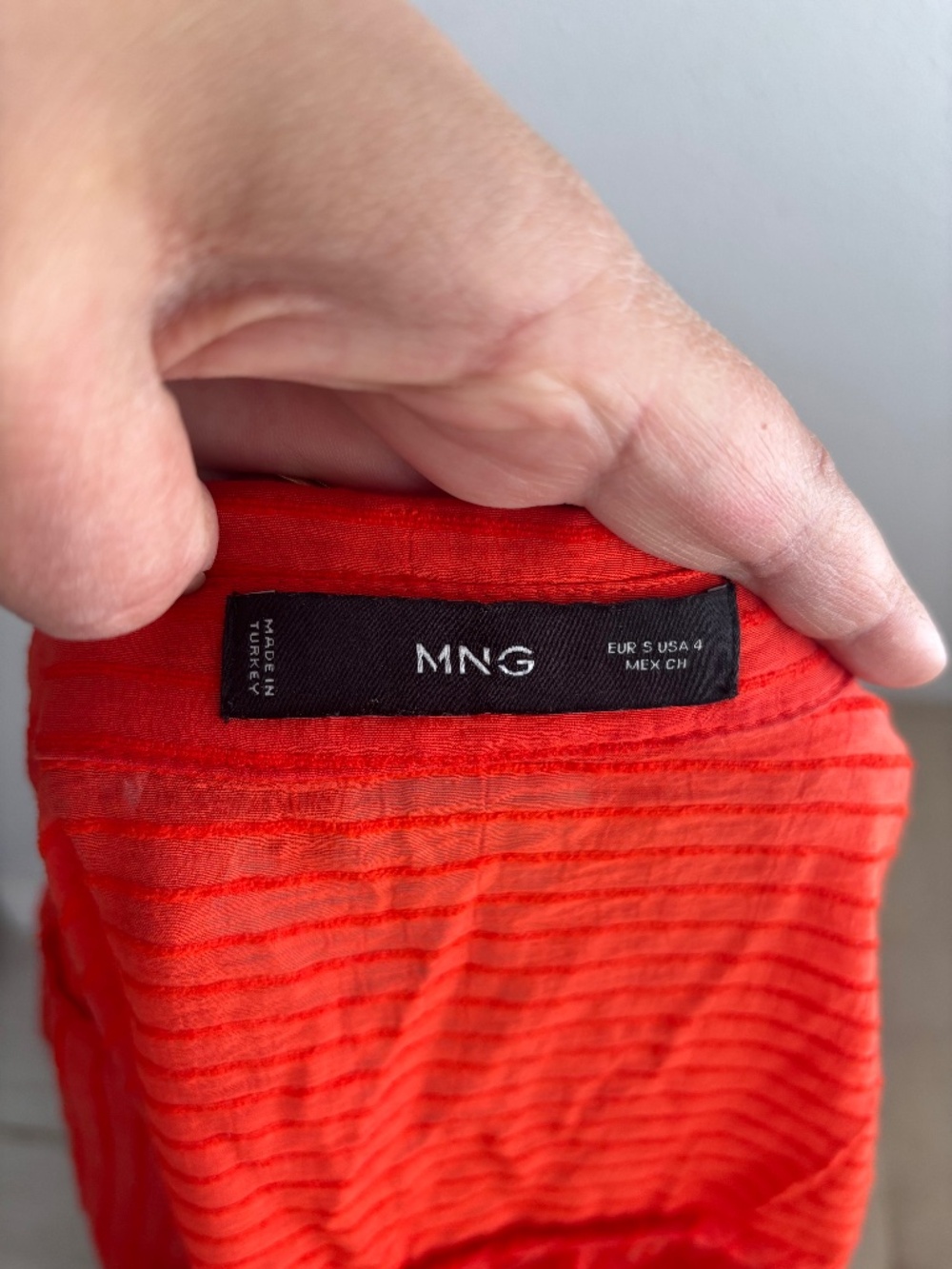 MANGO Crinkled Effect Orange Red Button Down Shirt + Wide Leg Pants (2 pc set) - Picture 2 of 12